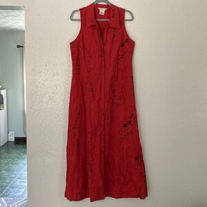 OUTFIT JPR | maxi dress | red/black | large | 100% linen |